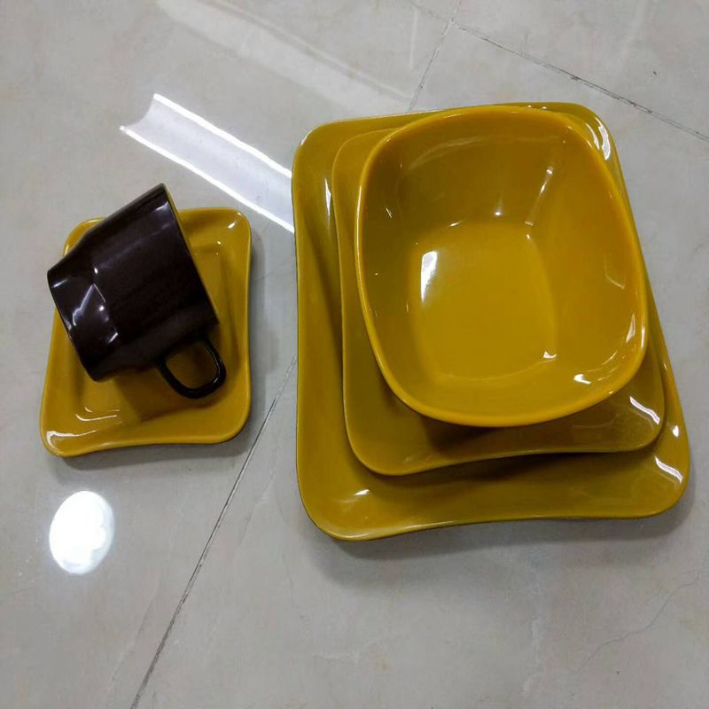 Melamine tableware with dishwasher precautions